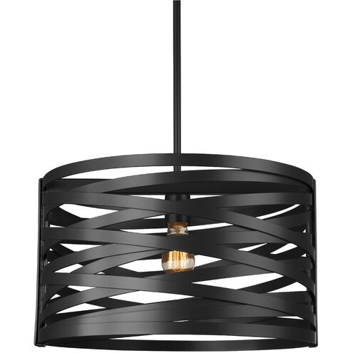 Tempest 1 Light 18.3 inch Matte Black Chandelier Ceiling Light in Exposed Bulb, Drum